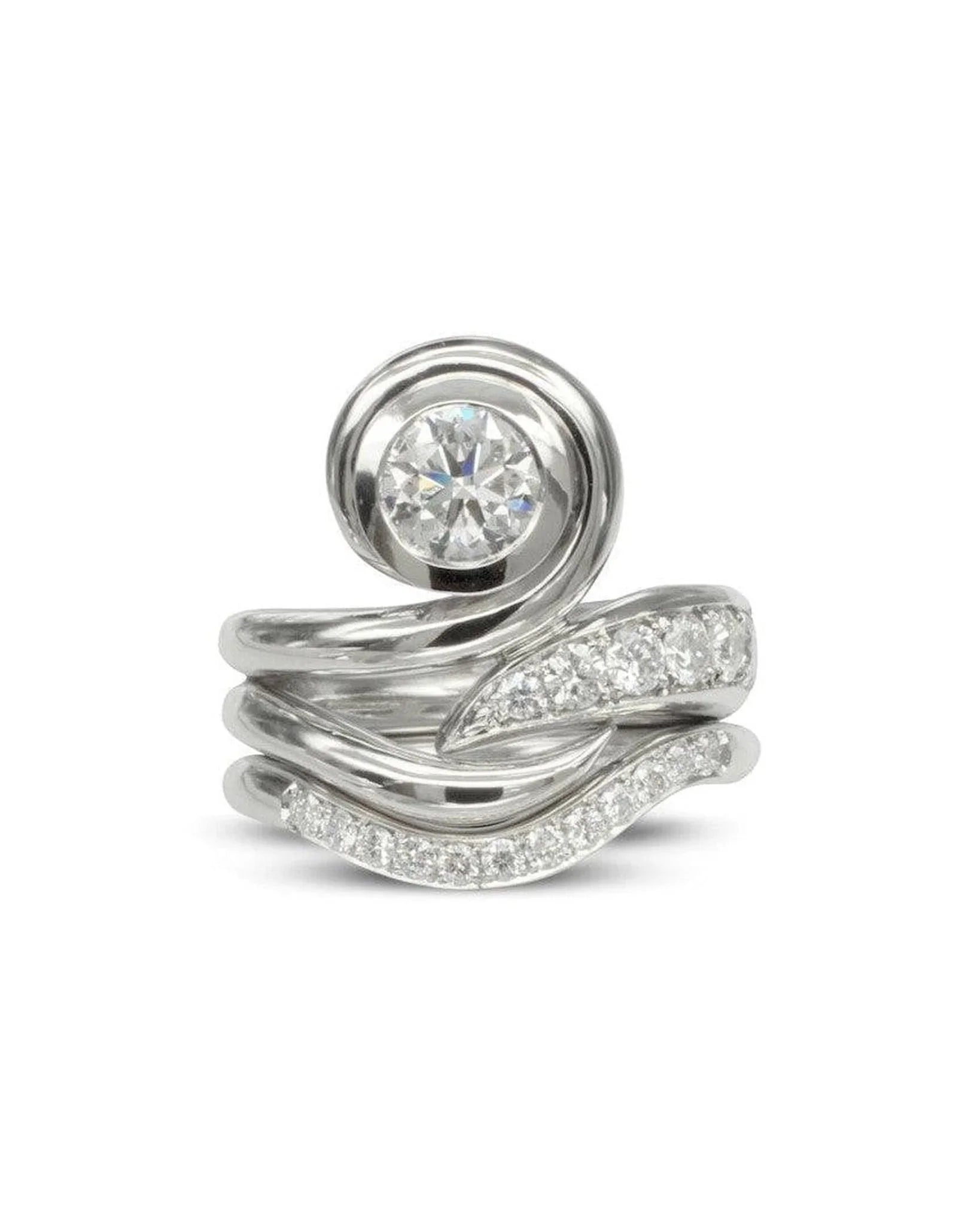 Spiky Organic Diamond and Platinum Engagement Ring Ring Pruden and Smith
