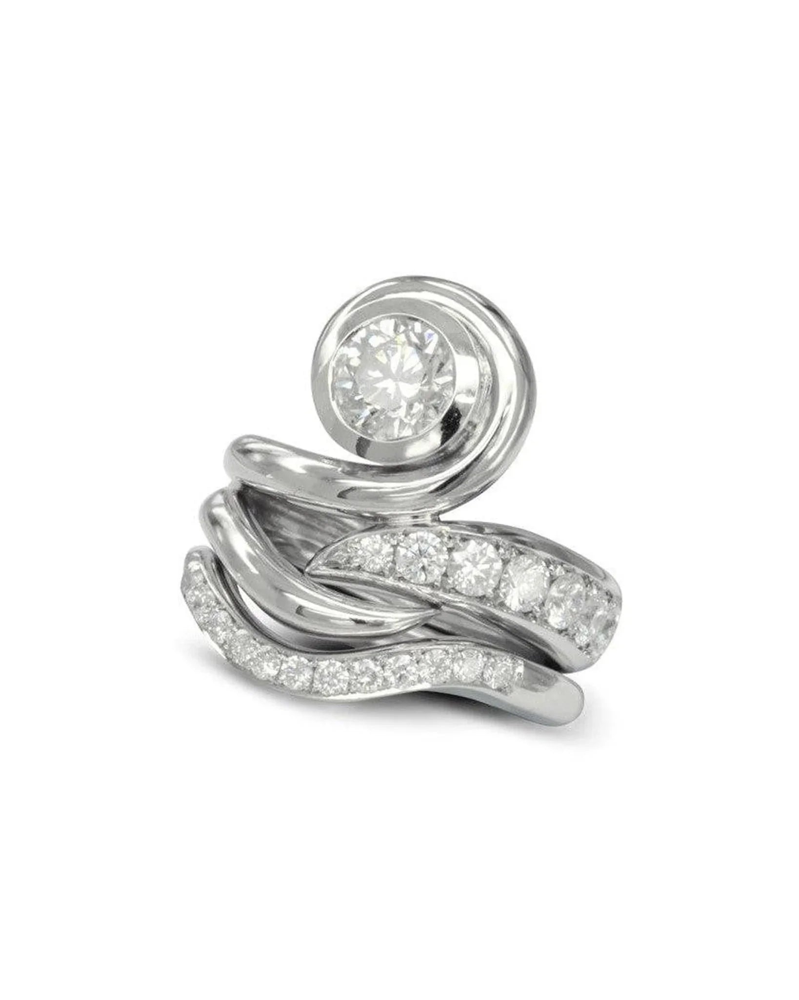 Spiky Organic Diamond and Platinum Engagement Ring Ring Pruden and Smith