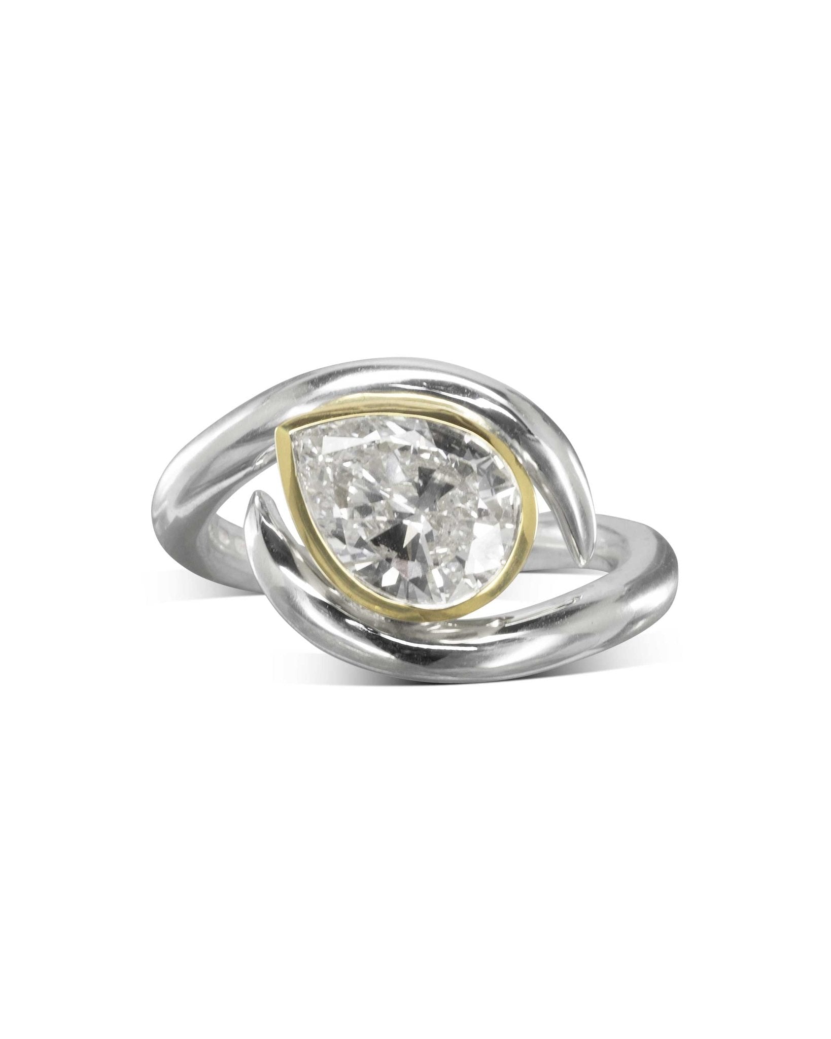 Spiky Pear Shaped Diamond Engagement Ring Ring Pruden and Smith