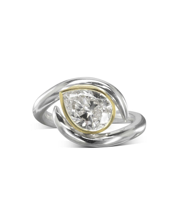 Spiky Pear Shaped Diamond Engagement Ring Ring Pruden and Smith