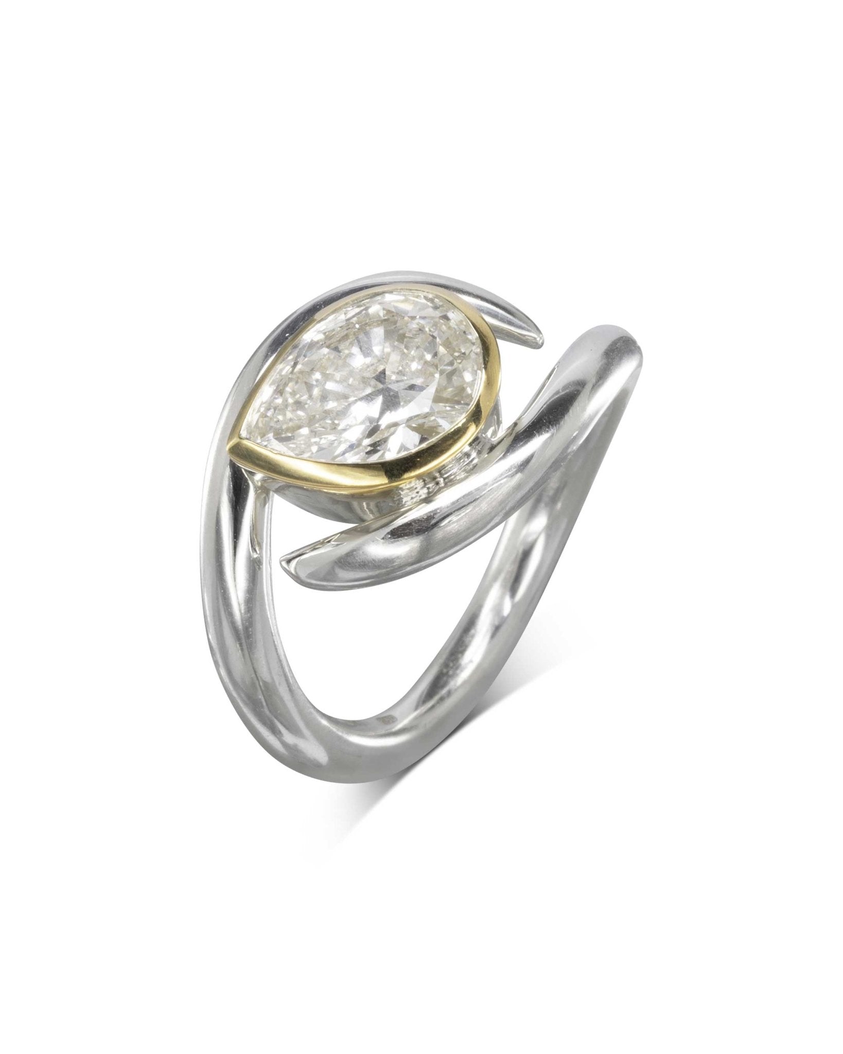 Spiky Pear Shaped Diamond Engagement Ring Ring Pruden and Smith