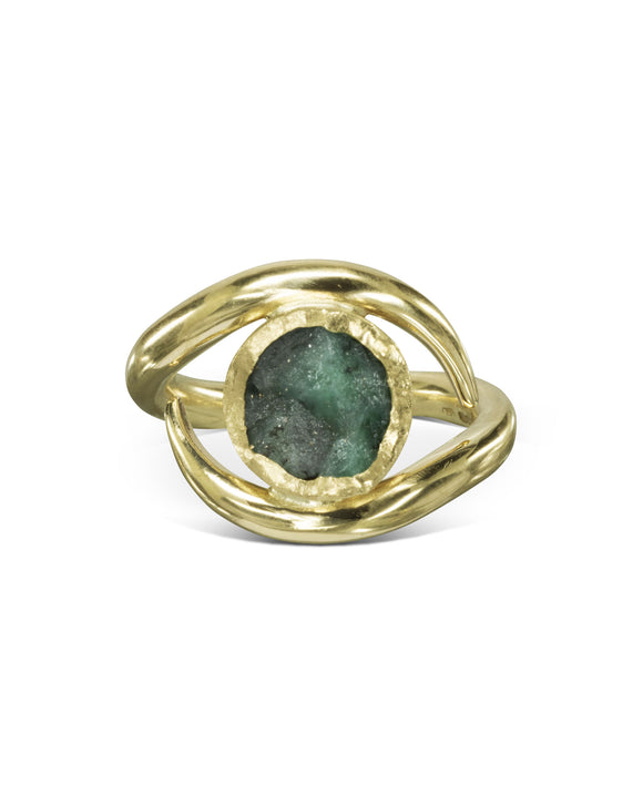 Unique Spiky Rough Emerald Dress Ring Pruden and Smith