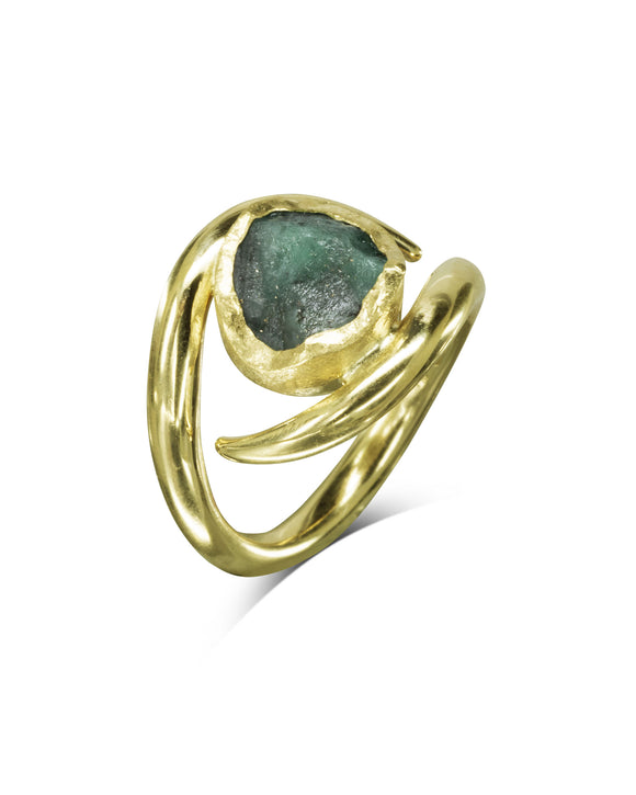 Spiky Rough Emerald Dress Ring Pruden and Smith