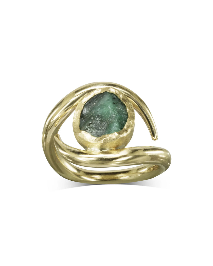Unique Spiky Rough Emerald Dress Ring Pruden and Smith