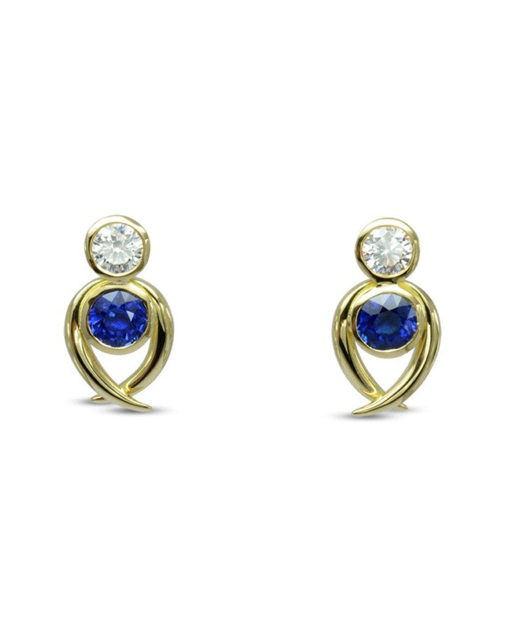 Spiky Sapphire and Diamond Yellow Gold Stud Earrings Earrings Pruden and Smith