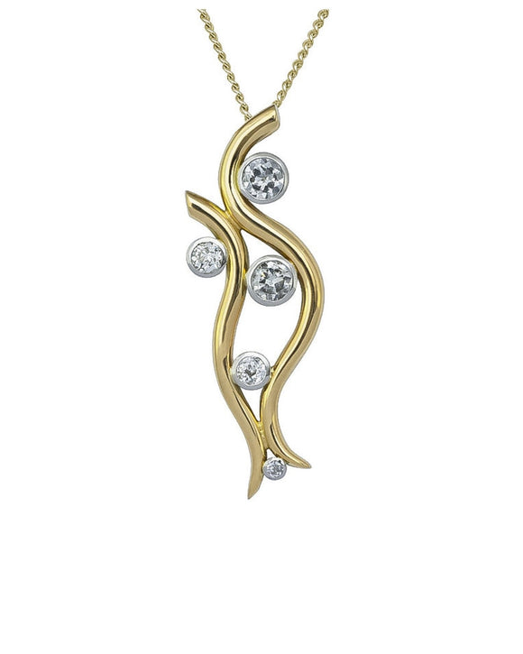 Spiky Water Bubbles Diamond 18ct Gold Pendant Pendant Pruden and Smith 9ct White Gold With Yellow Gold Settings