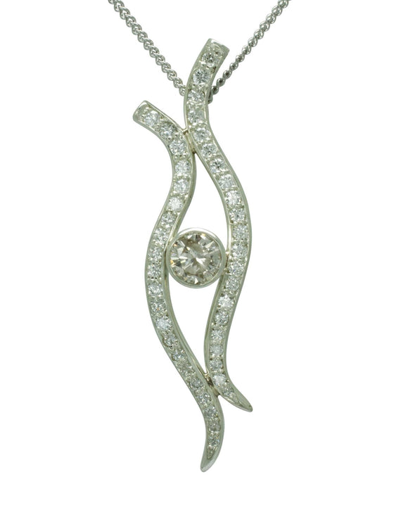 Spiky White Gold Diamond Pendant Pendant Pruden and Smith