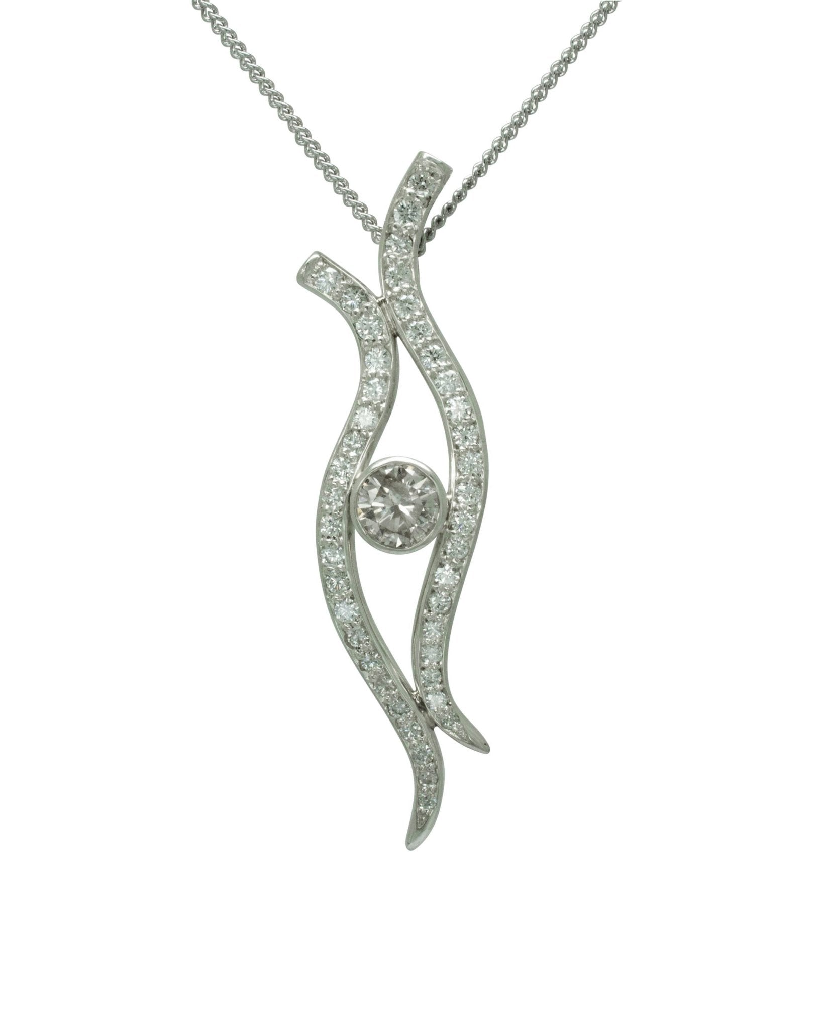 Spiky White Gold Diamond Pendant Pendant Pruden and Smith