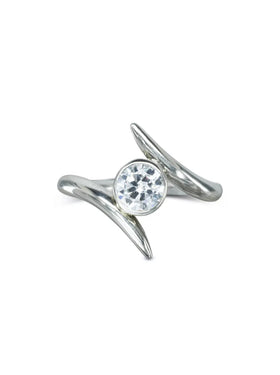 Outwards Spiky Engagement Ring with Wishbone Wedding Ring Ring Pruden and Smith   