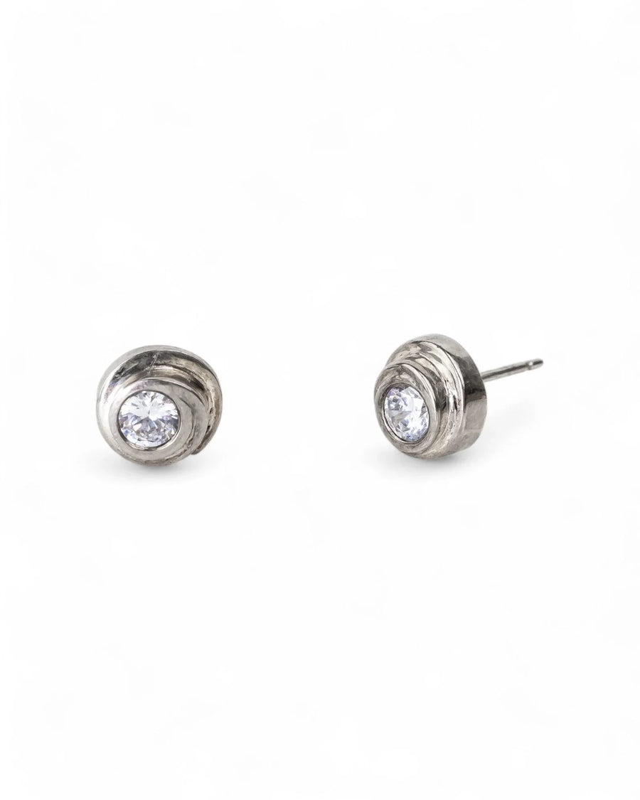 9ct white gold spiral diamond stud earrings.