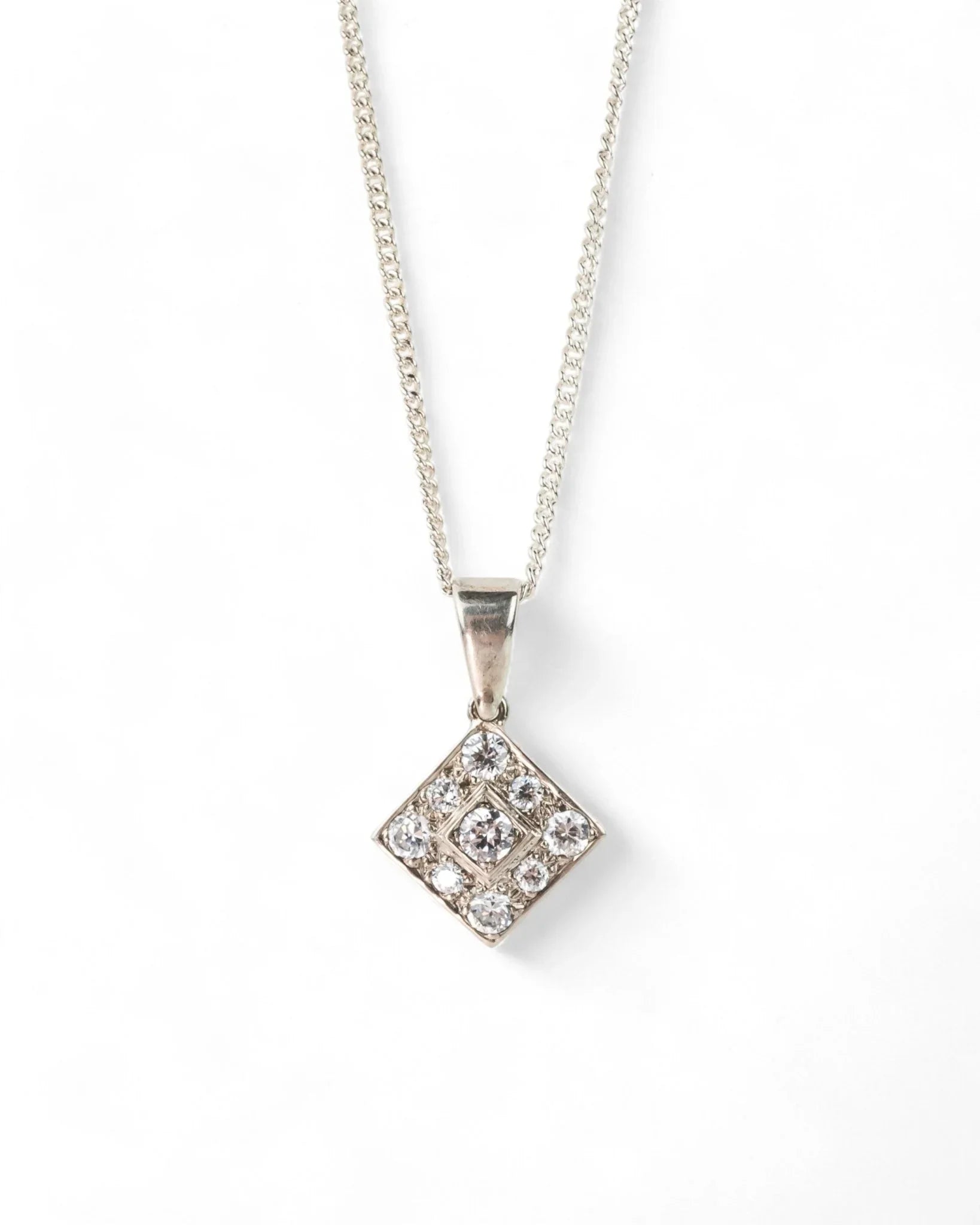 Square Cluster Diamond Pendant Pendant Pruden and Smith