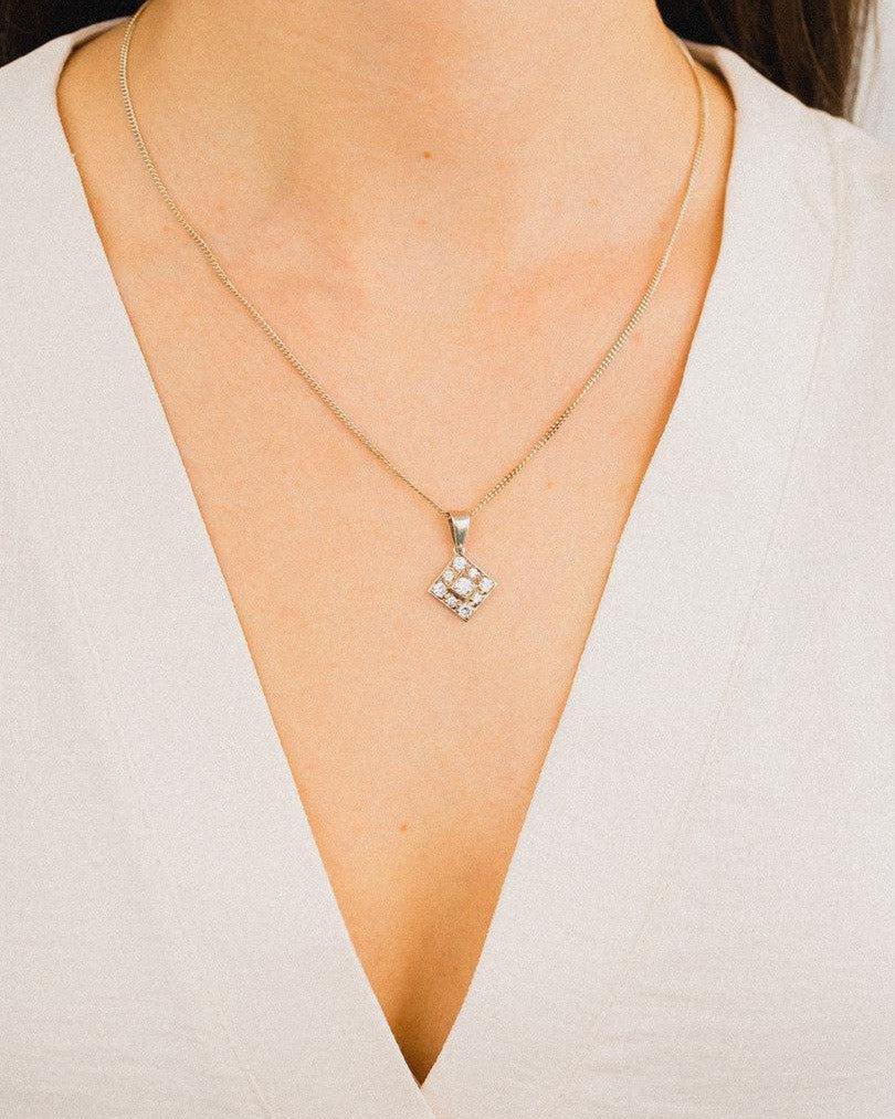 Square Cluster Diamond Pendant Pendant Pruden and Smith