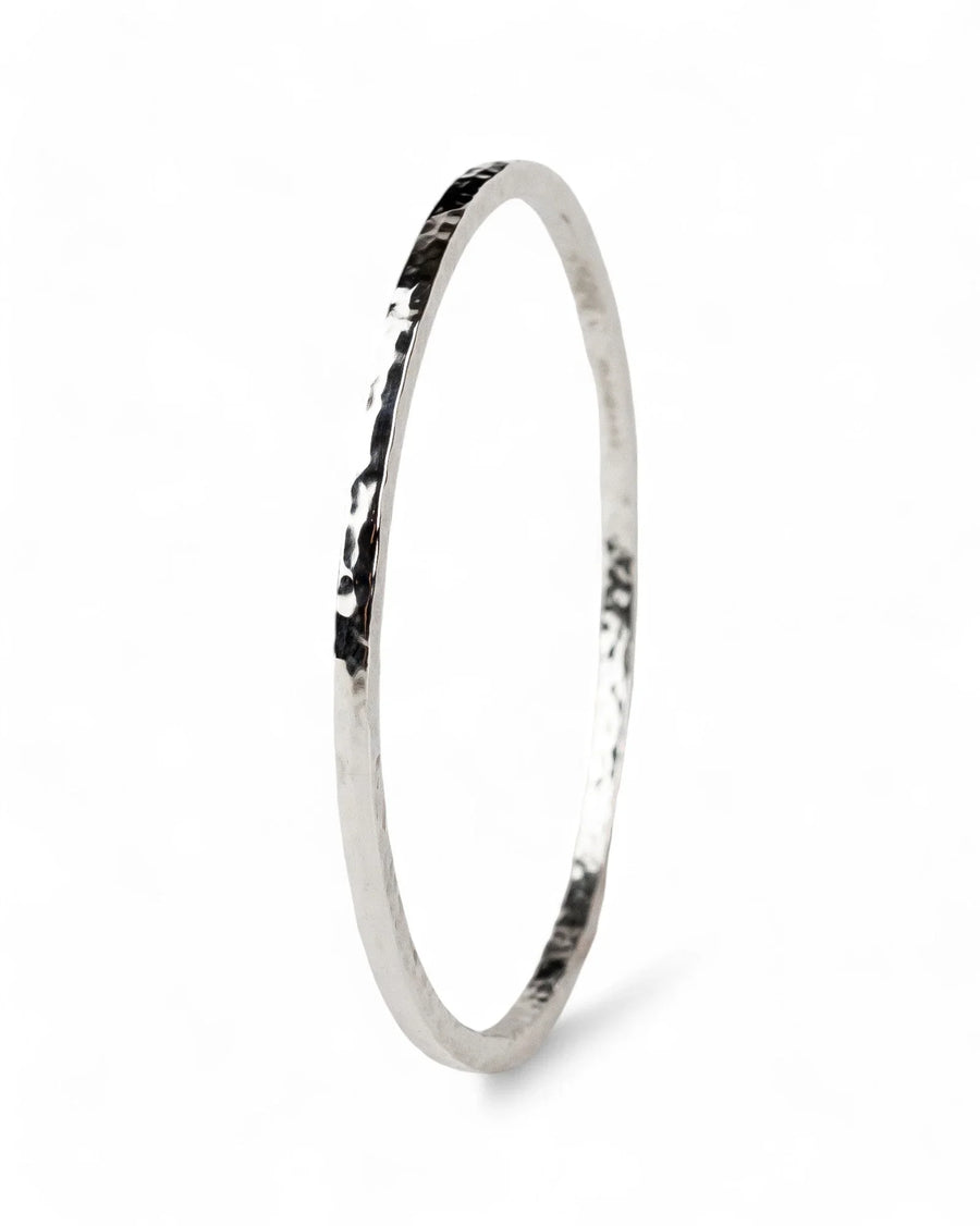 Hammered Square Section Solid Silver Bangle (3-4mm) Bangle Pruden and Smith