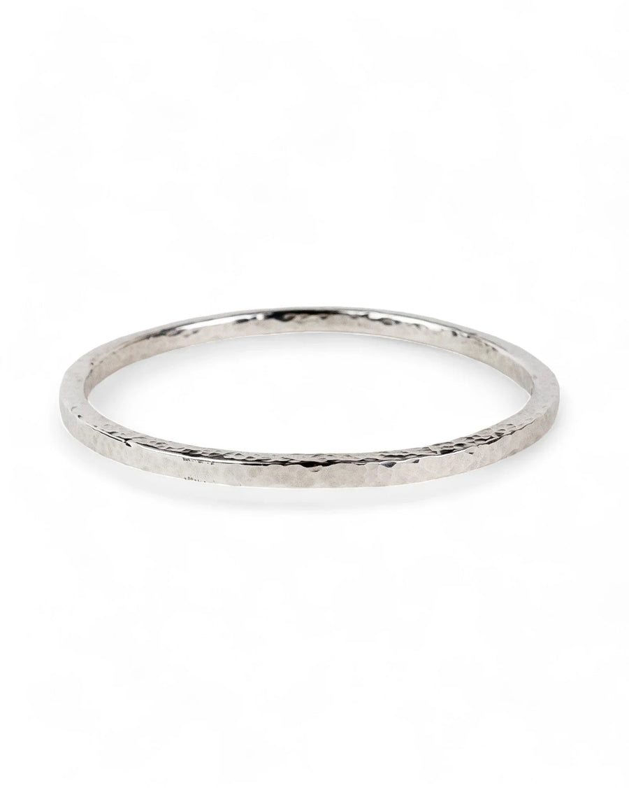 Hammered Square Section Solid Silver Bangle (3-4mm) Bangle Pruden and Smith