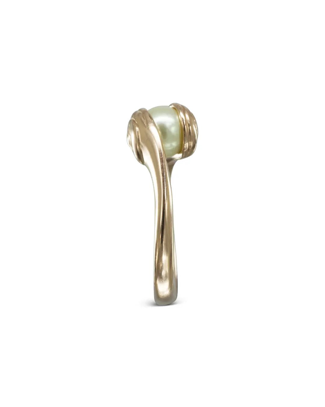 Suspended Akoya Pearl Rose Gold Ring Ring Pruden and Smith