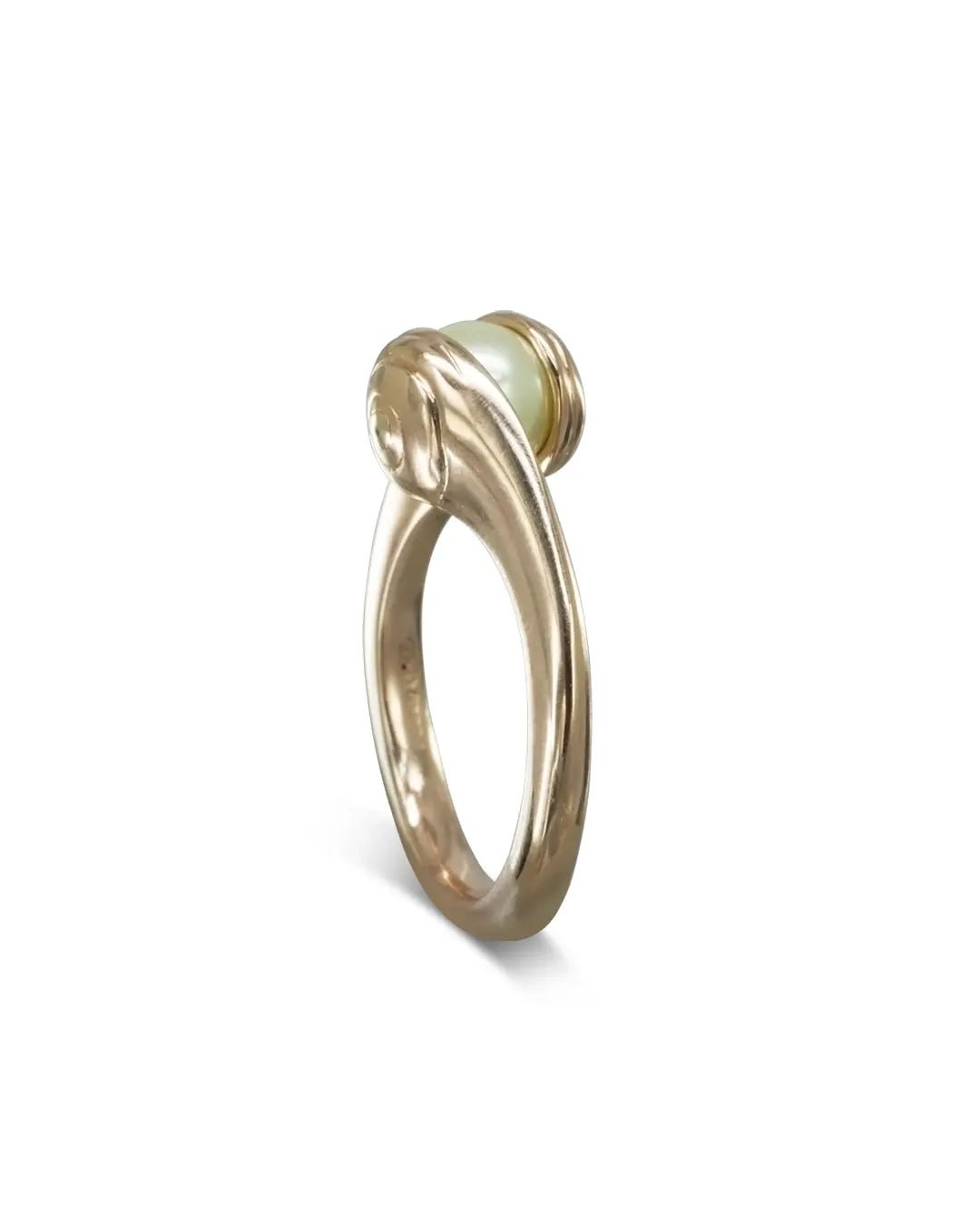 Suspended Akoya Pearl Rose Gold Ring Ring Pruden and Smith