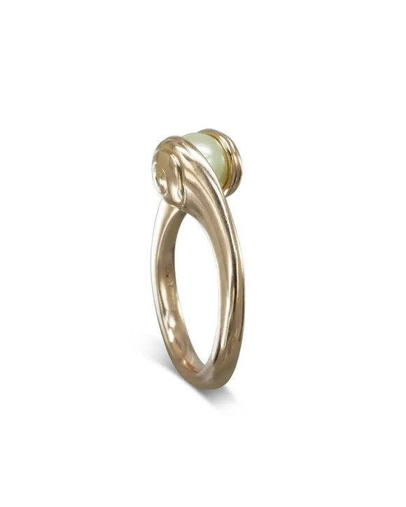 Suspended Akoya Pearl Rose Gold Ring Ring Pruden and Smith