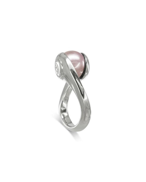 Suspended Pink Pearl Ring Ring Pruden and Smith Platinum