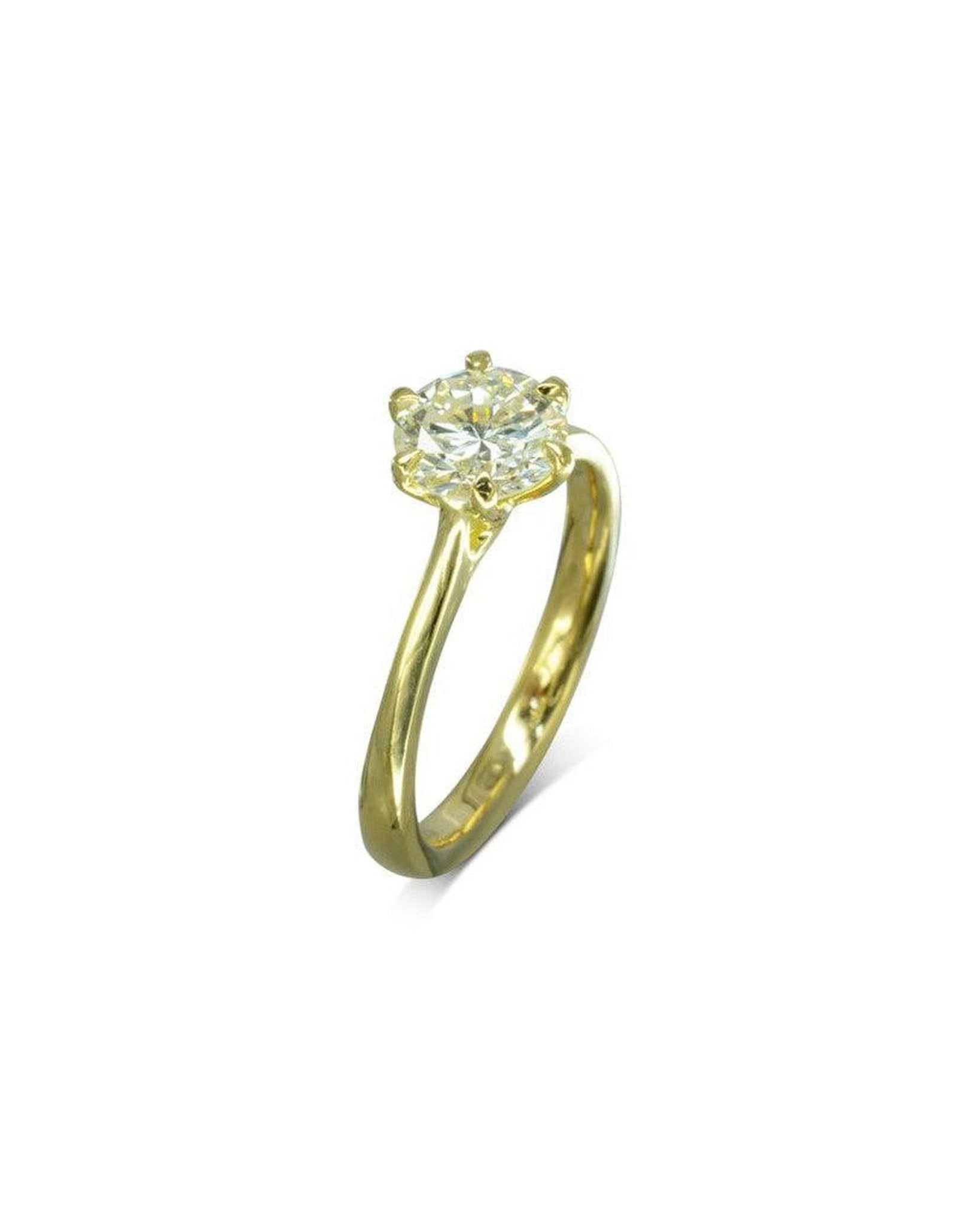 Talon Claw Diamond Engagement Ring Ring Pruden and Smith 18ct Yellow Gold 1.5ct GIA Certified F Colour VS2 Excellent Cut 7.5mm