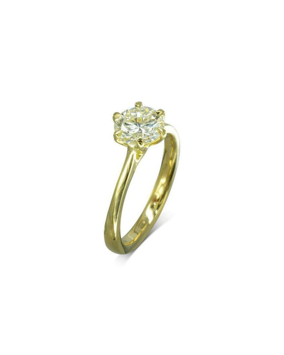 Talon Claw Diamond Engagement Ring Ring Pruden and Smith 18ct Yellow Gold 1.5ct GIA Certified F Colour VS2 Excellent Cut 7.5mm