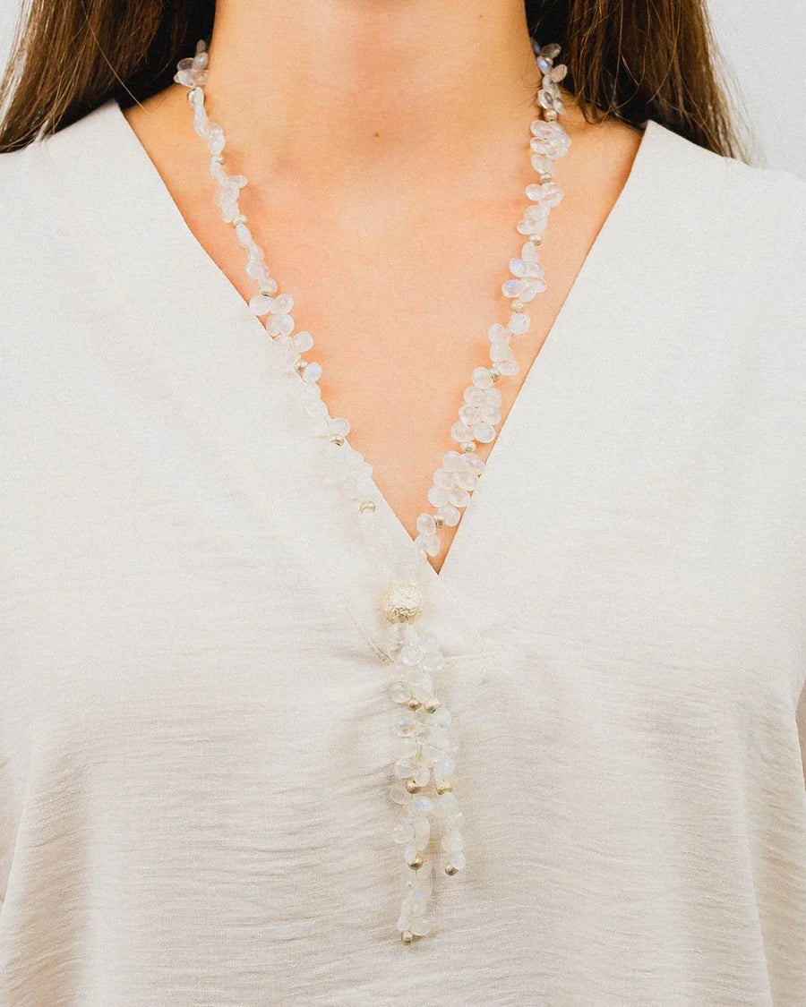 Teardrop Gemstone Tassel Necklace Necklace Pruden and Smith