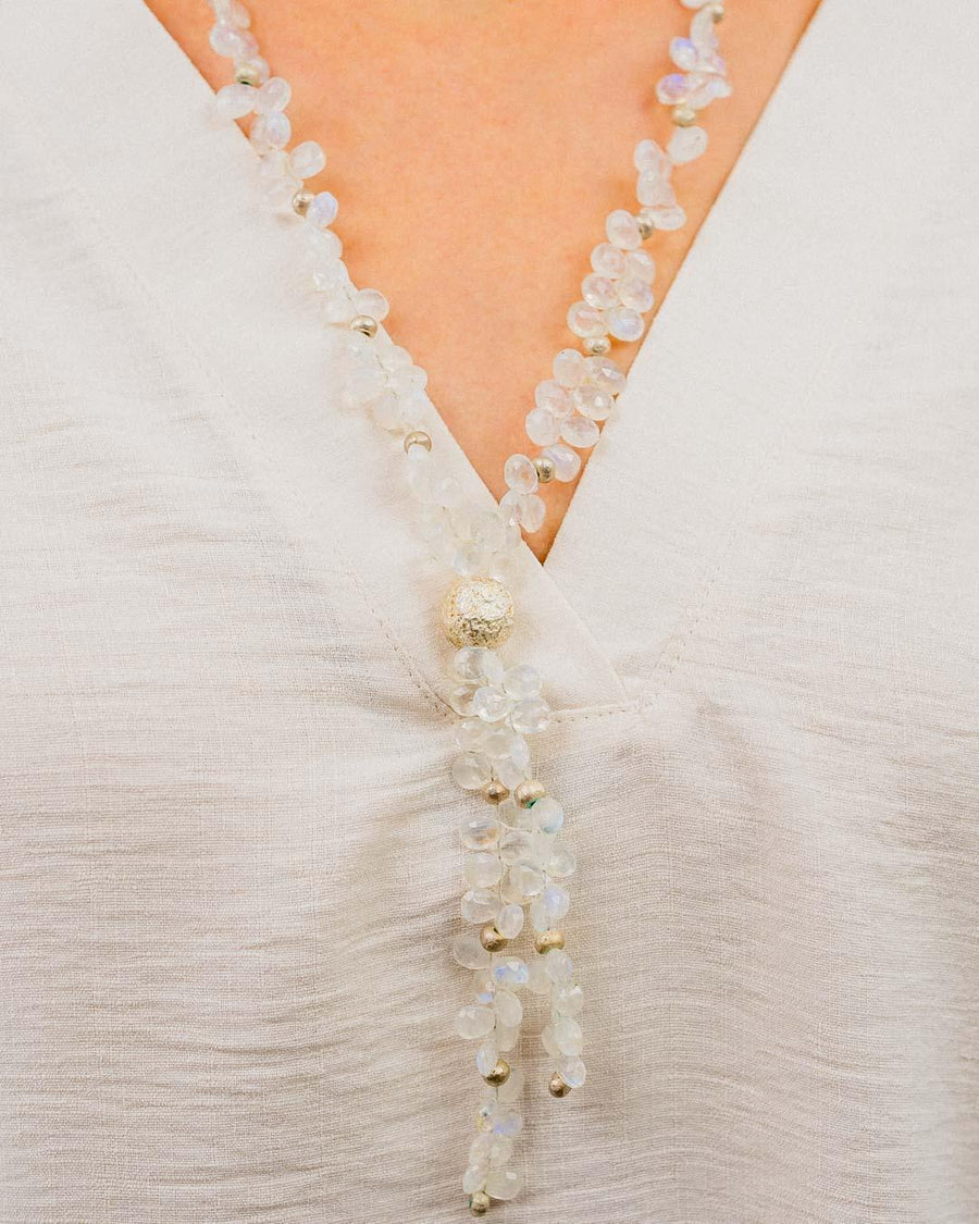 Teardrop Gemstone Tassel Necklace Necklace Pruden and Smith