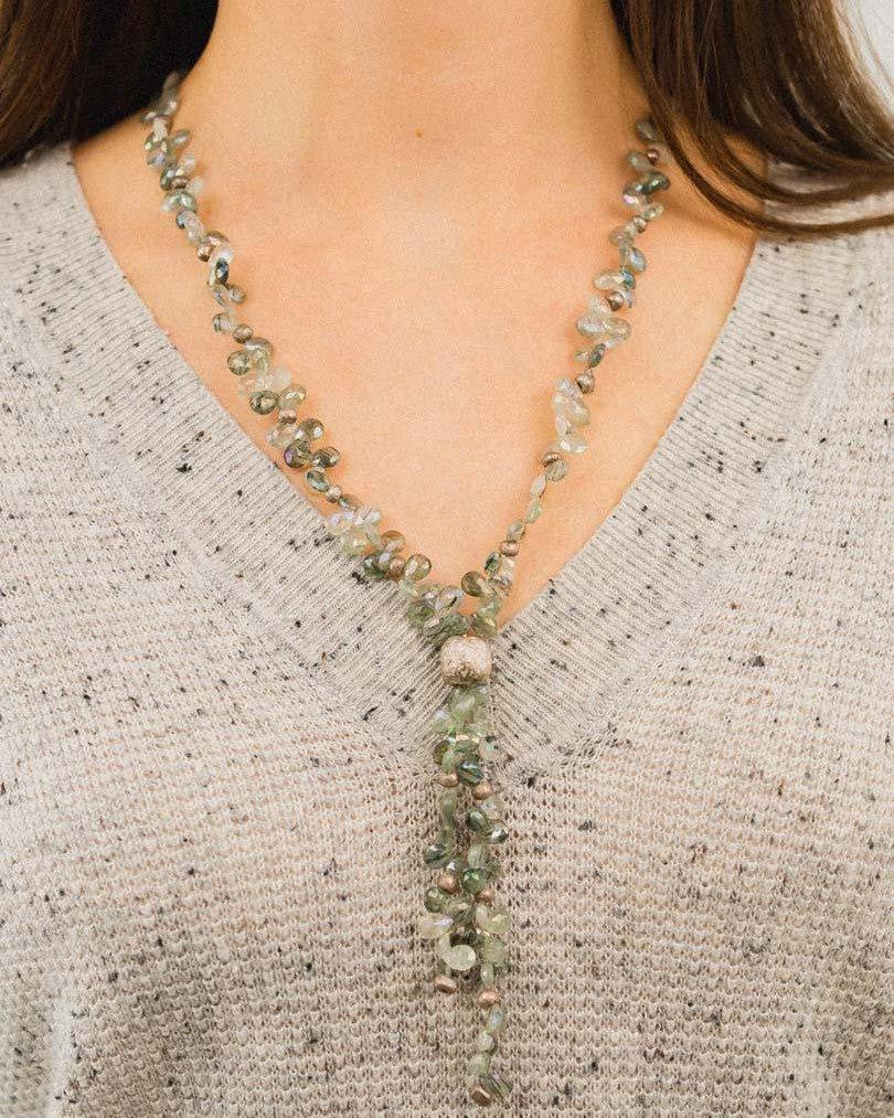 Teardrop Gemstone Tassel Necklace Necklace Pruden and Smith