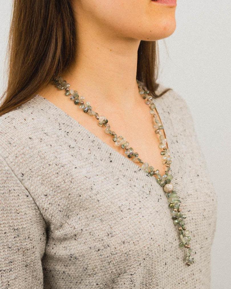 Teardrop Gemstone Tassel Necklace Necklace Pruden and Smith