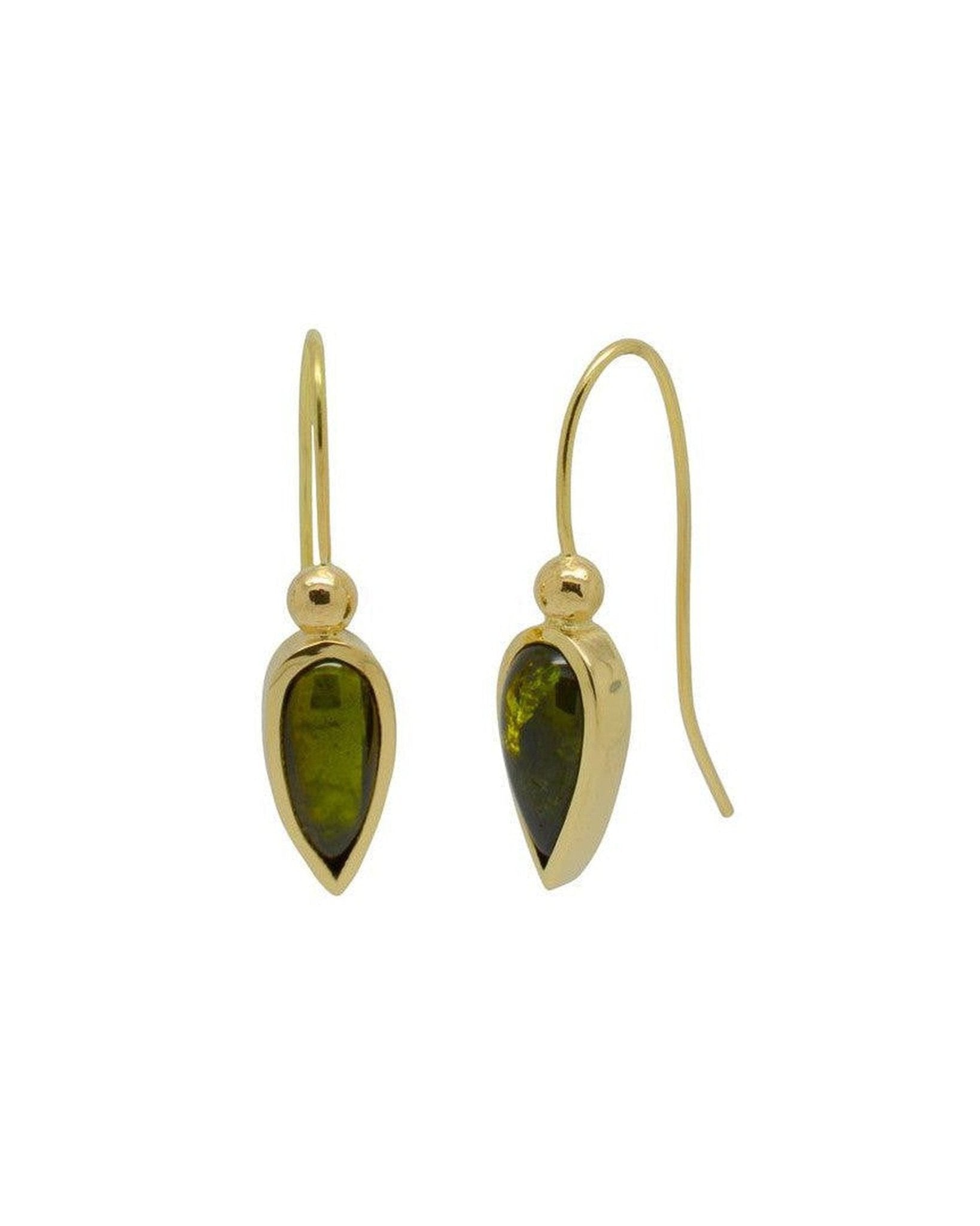 Teardrop Yellow Gold Tourmaline Drop Earrings Earrings Pruden and Smith