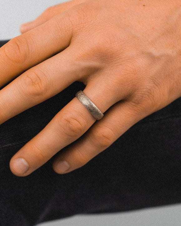 Textured Court Yellow Gold Wedding Band Ring Pruden and Smith