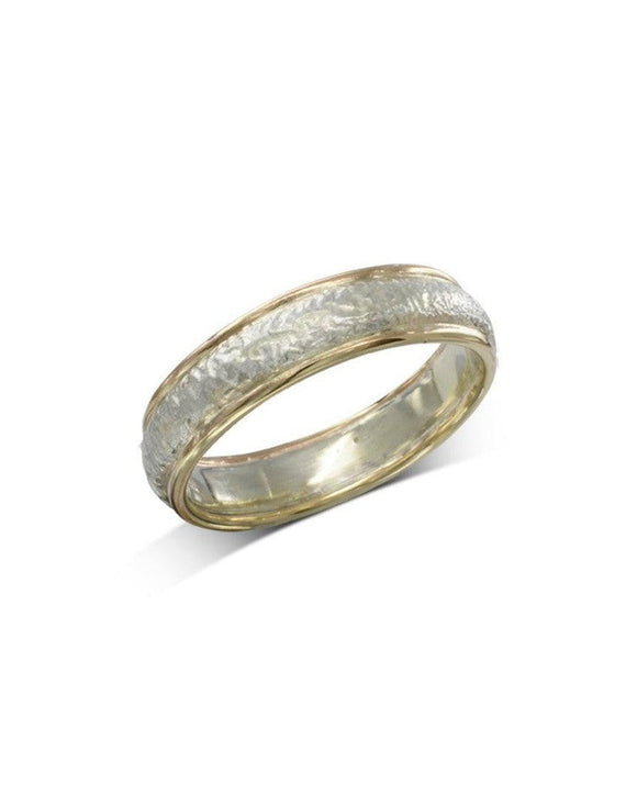 Textured Two Colour Wedding Band Ring Pruden and Smith