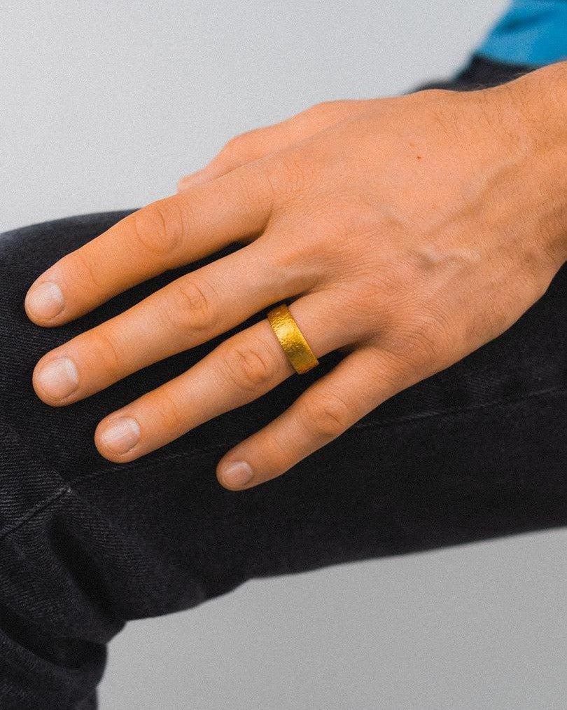 Textured Gold Wedding Rings Ring Pruden and Smith on Model