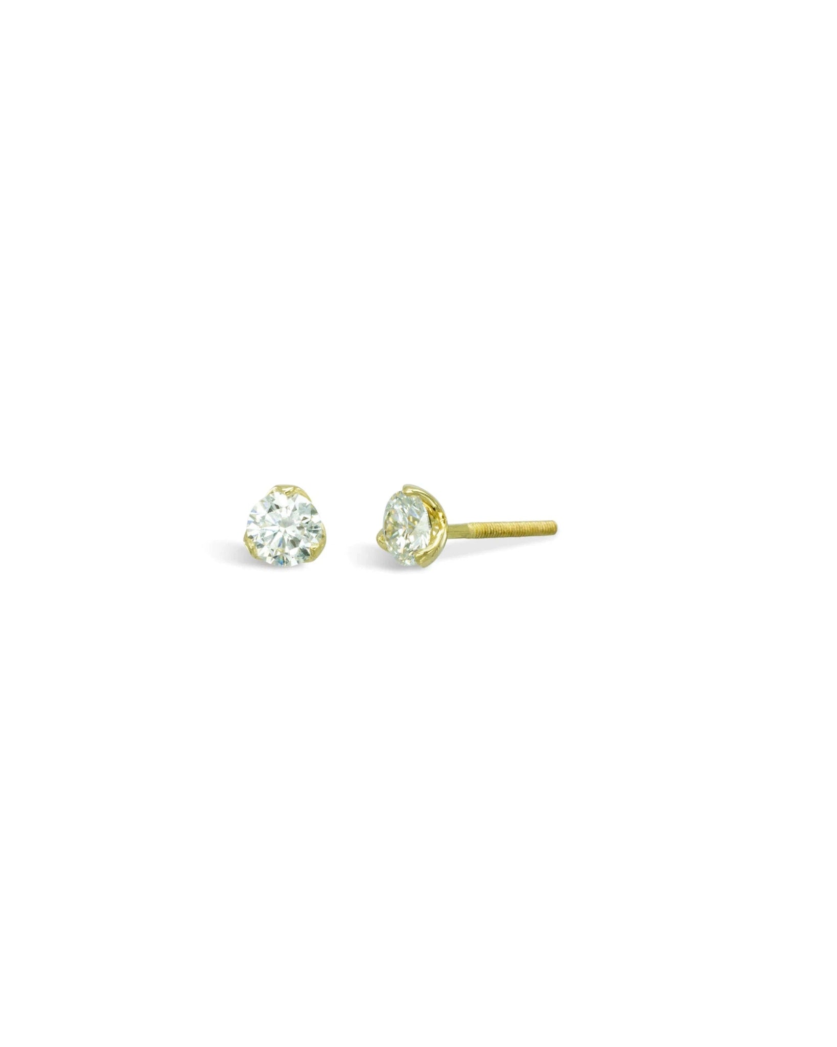 Three Claw Diamond Gold Stud Earrings Earrings Pruden and Smith 1.5cts 5.8mm (2 x 0.75ct) 18ct Yellow Gold