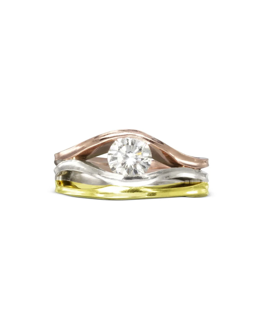 Three Colour Gold Diamond Trap Ring Ring Pruden and Smith