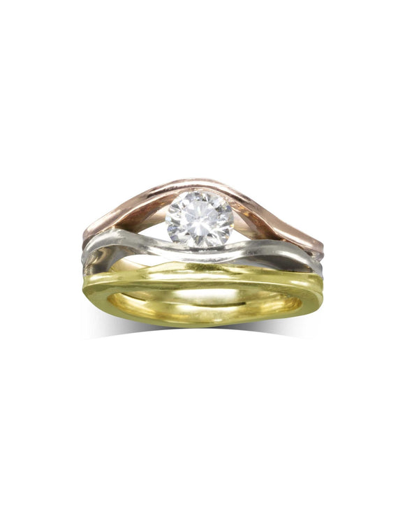 Three Colour Gold Diamond Trap Ring Ring Pruden and Smith