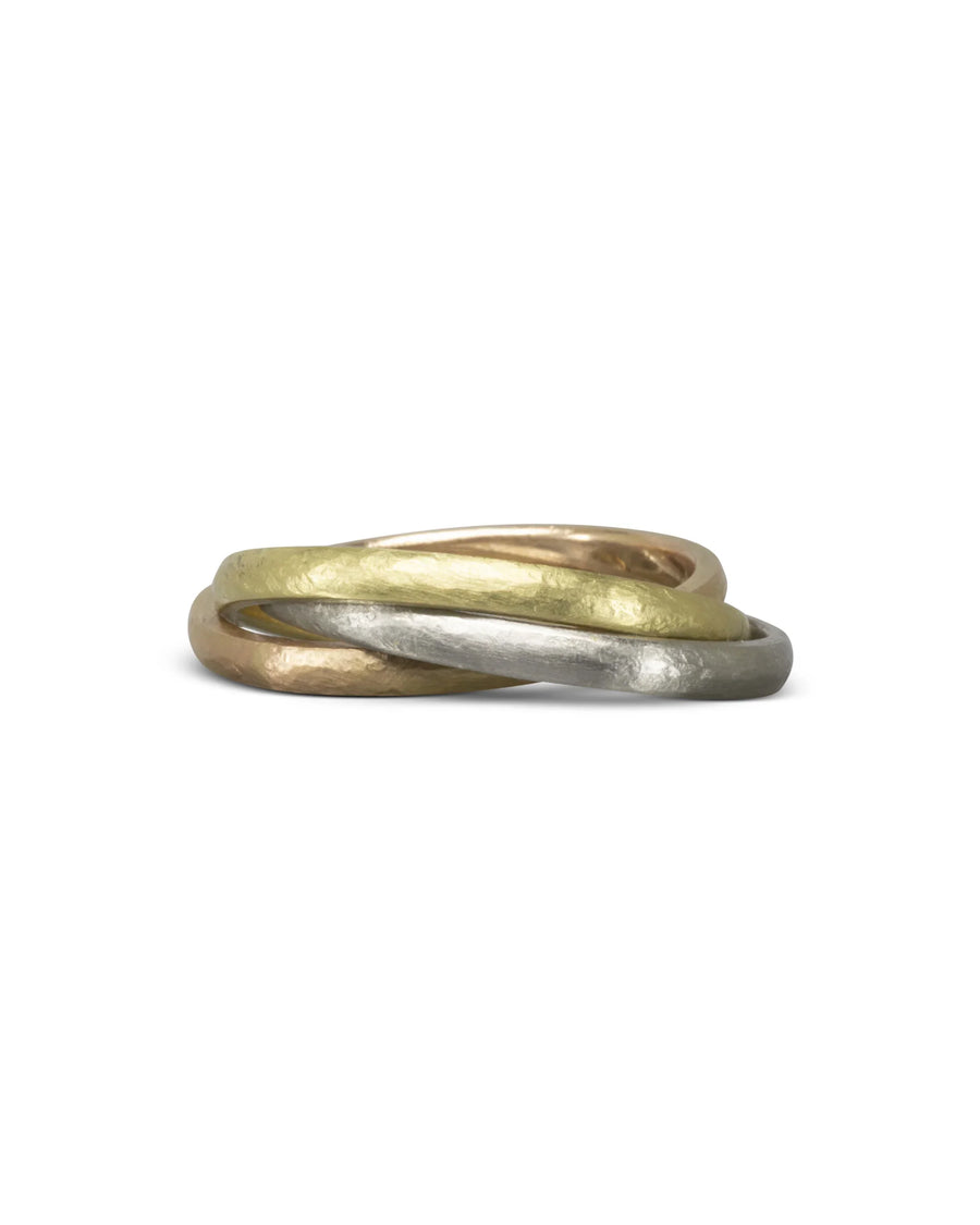 Three Colour Gold Russian Wedding Ring 2mm Ring Pruden and Smith