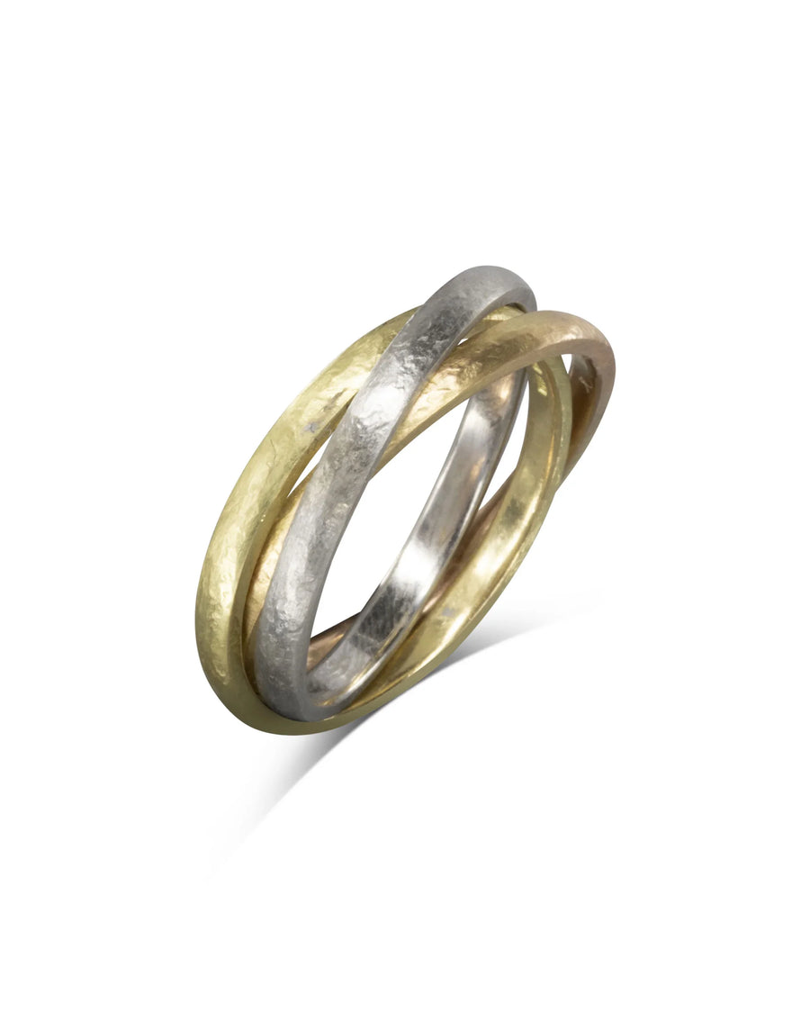 Three Colour Gold Russian Wedding Ring (narrow) Ring Pruden and Smith