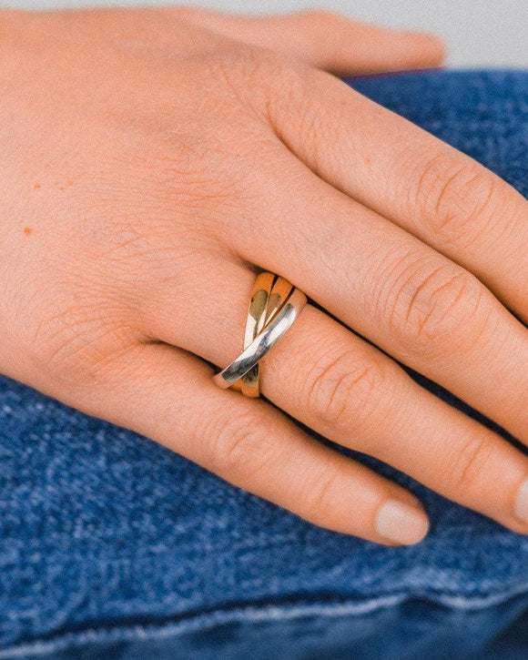 Three Colour Gold Russian Wedding Ring (Polished) Ring Pruden and Smith