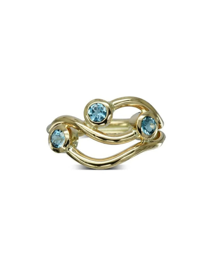 Three Strand Aquamarine 9ct Gold Dress Ring Ring Pruden and Smith