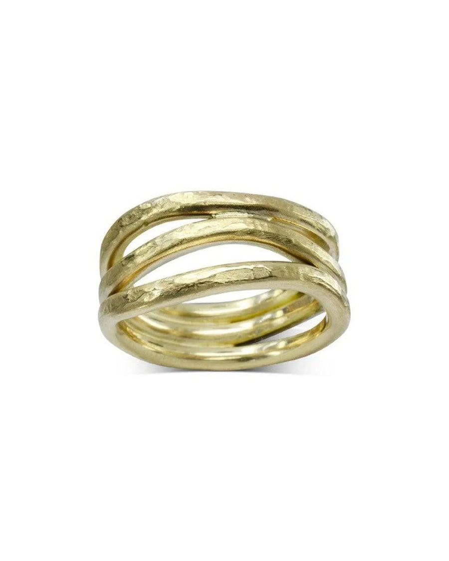 Three Strand Hammered Yellow Gold Ring Ring Pruden and Smith