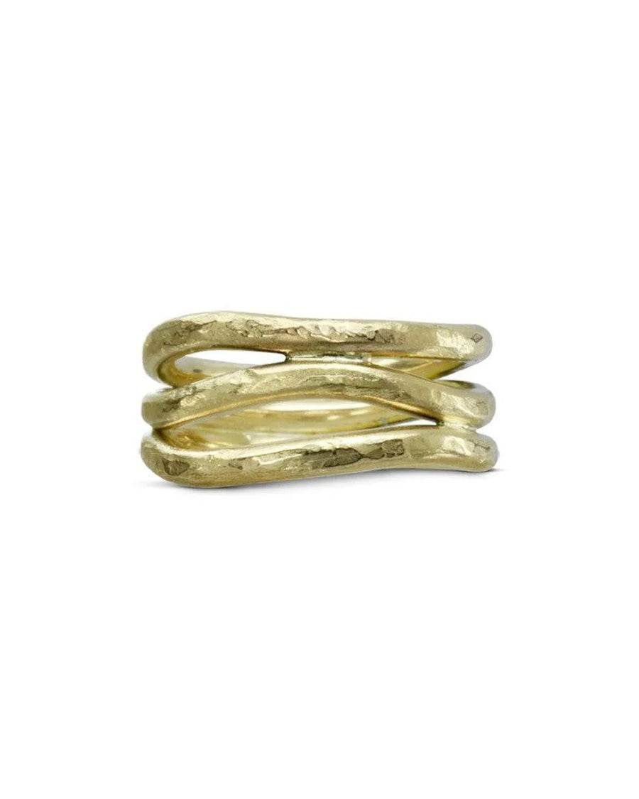 Three Strand Hammered Yellow Gold Ring Ring Pruden and Smith