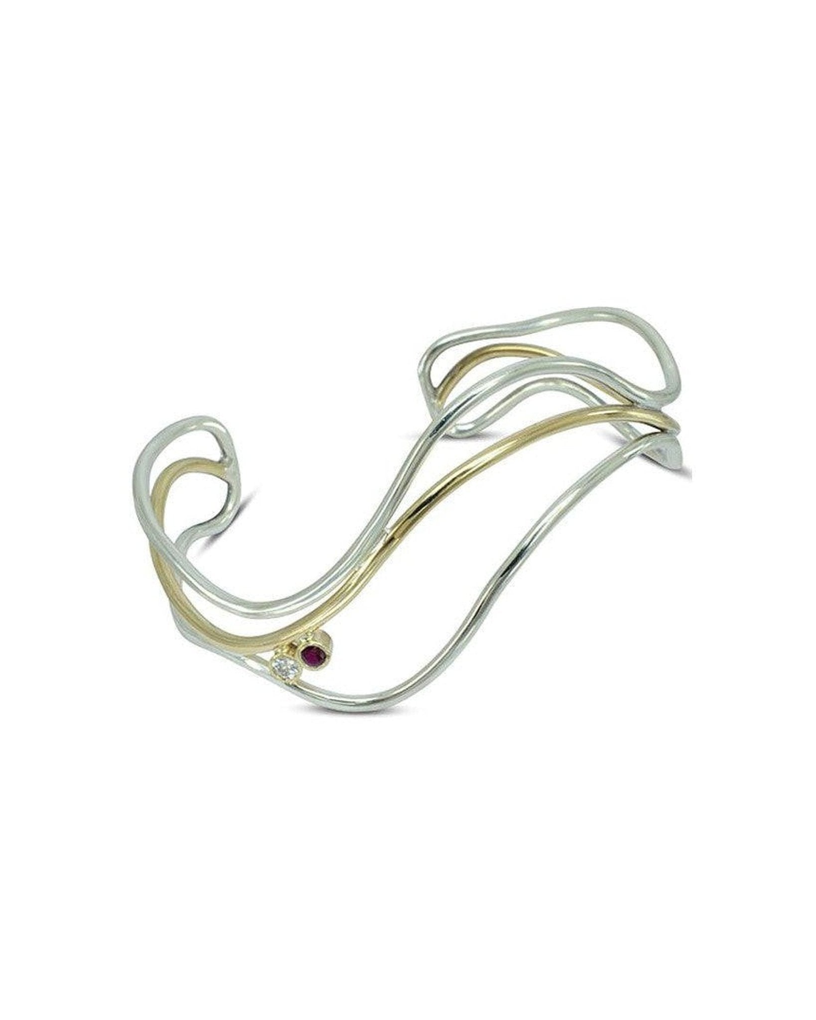 Three Strand Two Colour 9ct Solid Gold Bangle Bangle Pruden and Smith