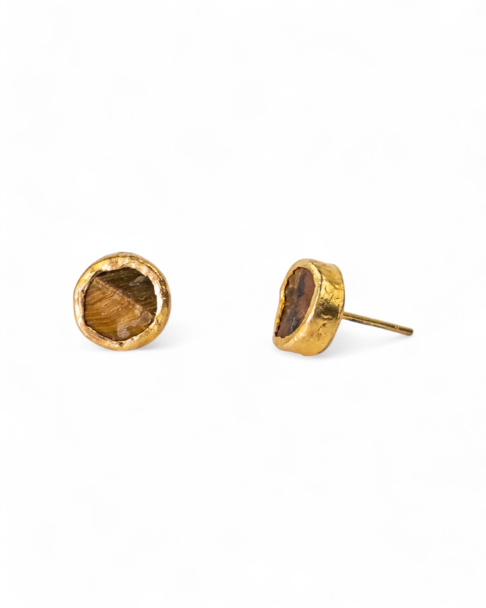 Tiger's Eye Round Stud Earrings (8mm) Earrings Pruden and Smith