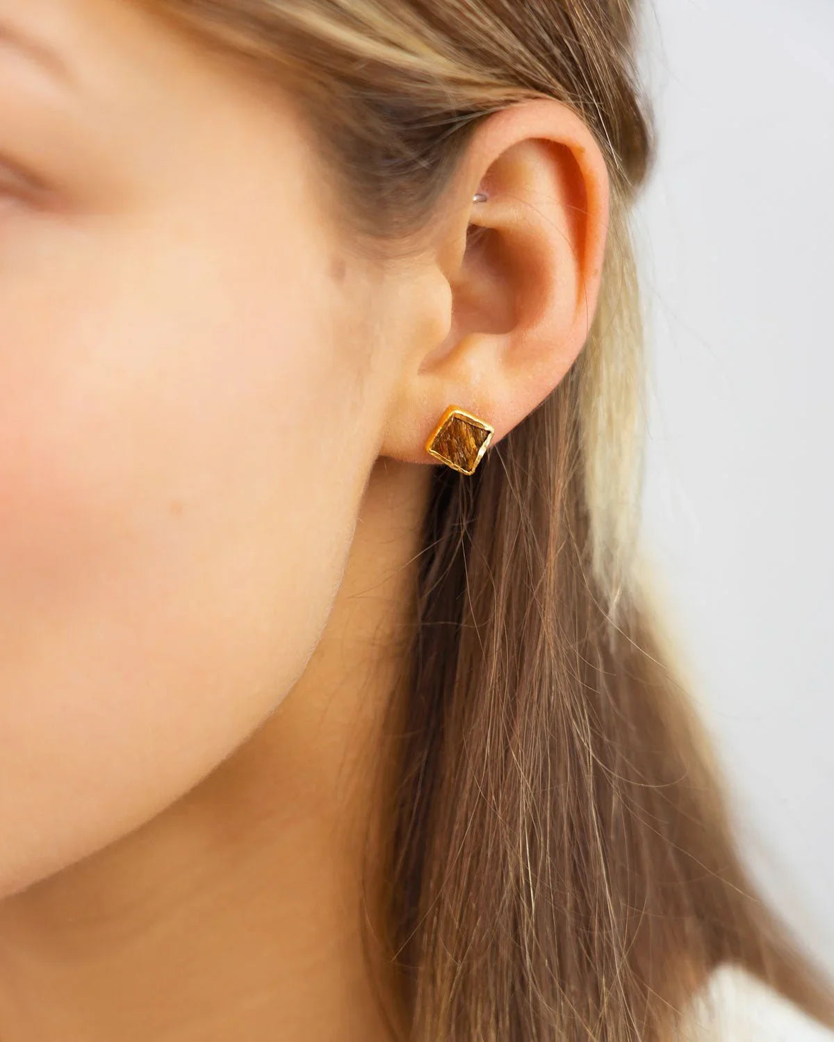 Tiger's Eye Square Stud Earrings Earrings Pruden and Smith