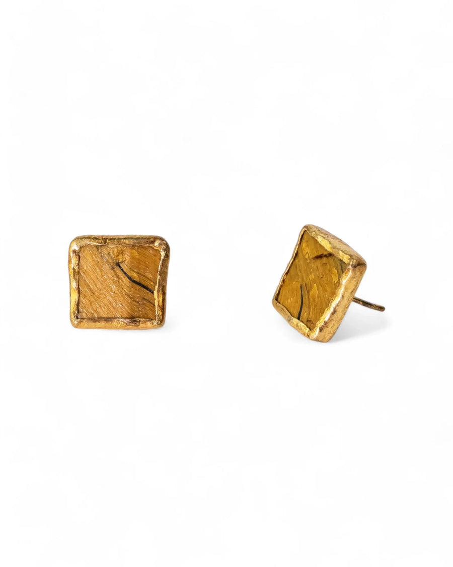 Tiger's Eye Square Stud Earrings Earrings Pruden and Smith 12mm