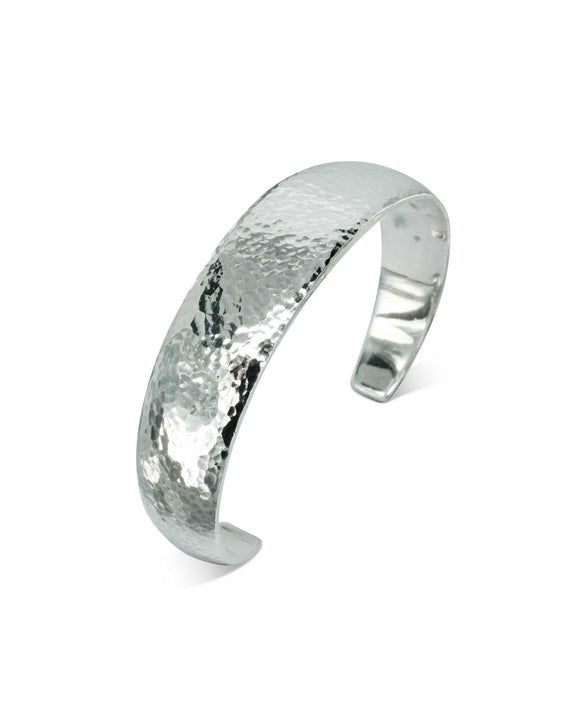 Torc Solid Silver Bangle (Wide Hammered) Bangle Pruden and Smith