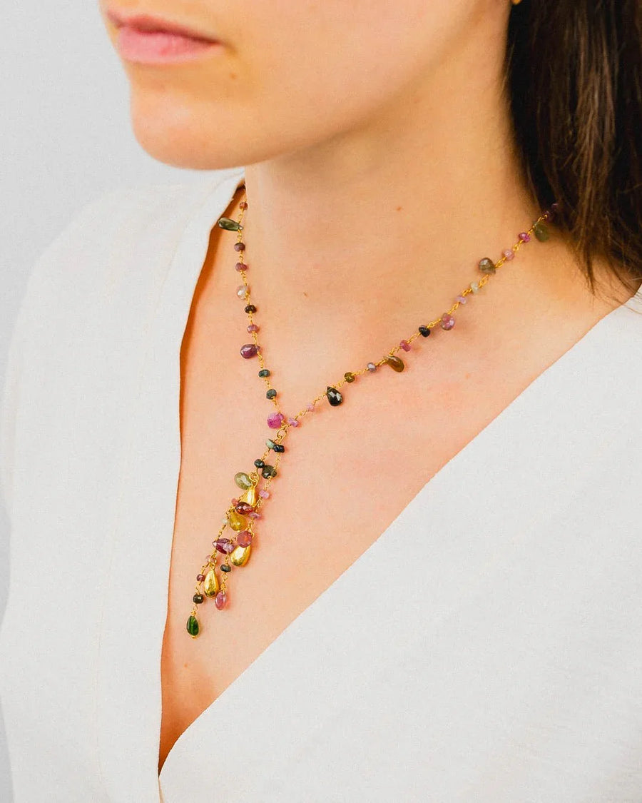 Tourmaline Tassel Beaded Necklace Necklace Pruden and Smith