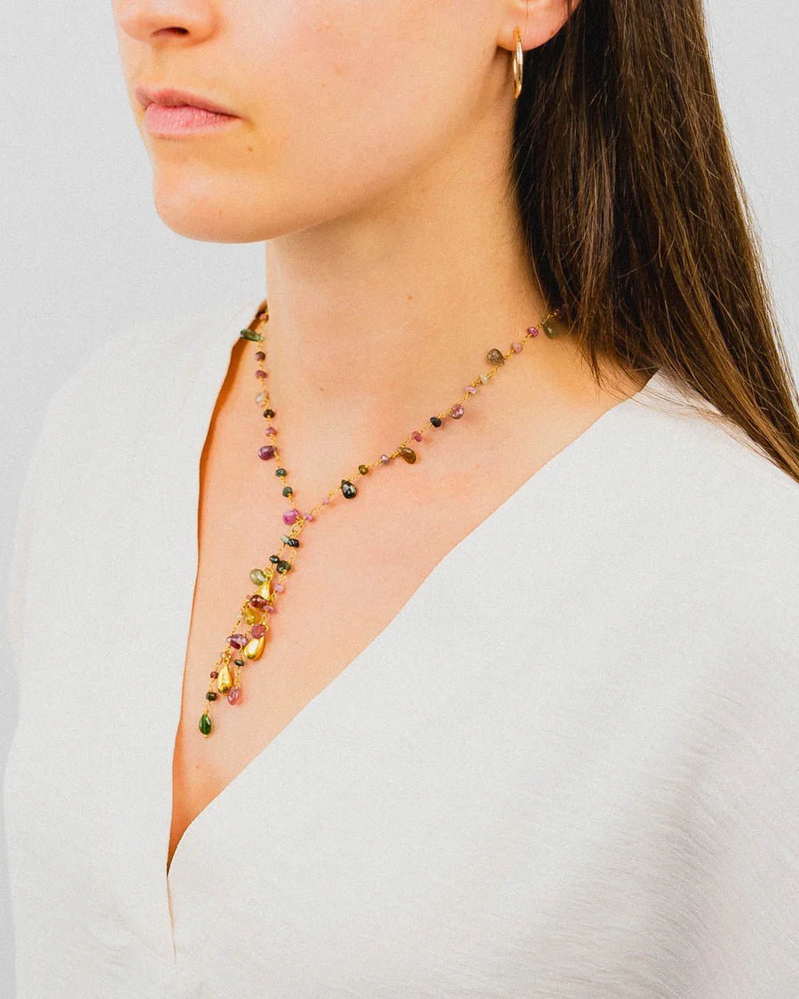 Tourmaline Tassel Beaded Necklace Necklace Pruden and Smith