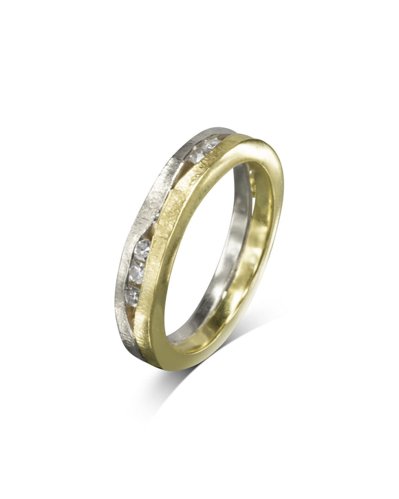 Trap Textured Two Colour Diamond Eternity Ring (4mm) Pruden and Smith