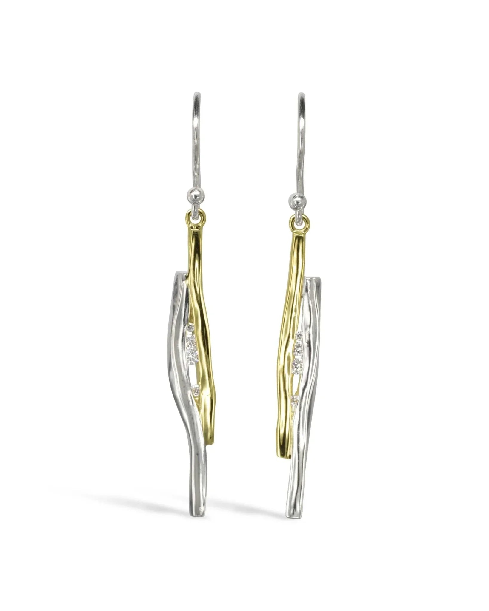 Trap Gold and Silver Diamond Drop Earrings Earrings Pruden and Smith